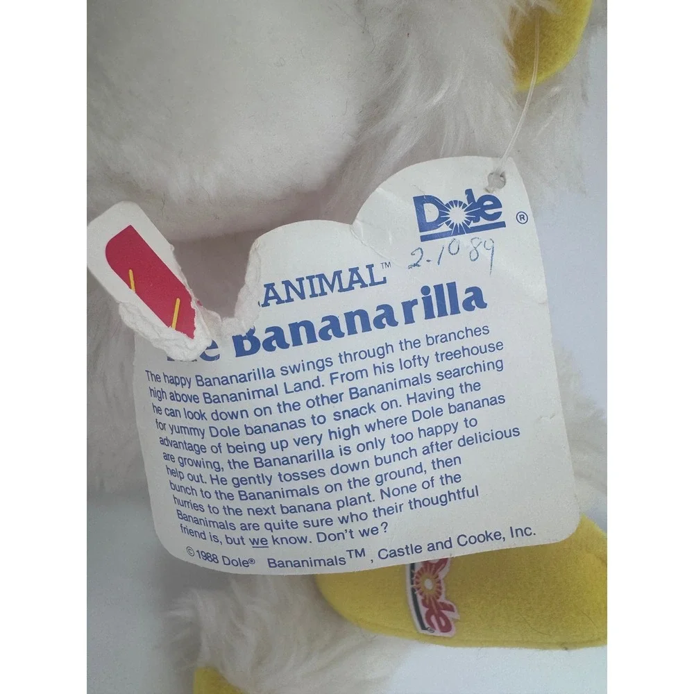 Dole‎ Bananimal Plush Toy 1988 White Yellow The Bananarilla Vintage Advertising